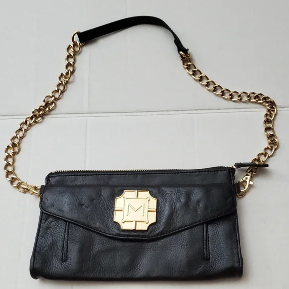 Monet Small 100% Leather Convertble Clutch Purse**Removable Chain Strap - Picture 1 of 9